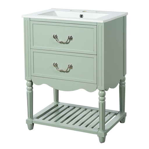 Wave Design Bathroom Vanity With Sink, 2 Drawers And Open Shelf Hearth and Haven