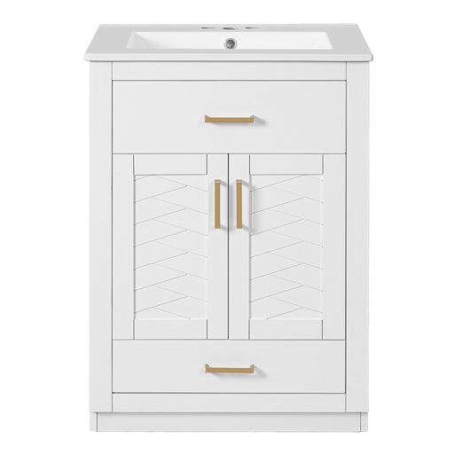 Modern Bathroom Vanity With Integrated Ceramic Sink, 2 Door Cabinet With Tip-Out Drawer Hearth and Haven