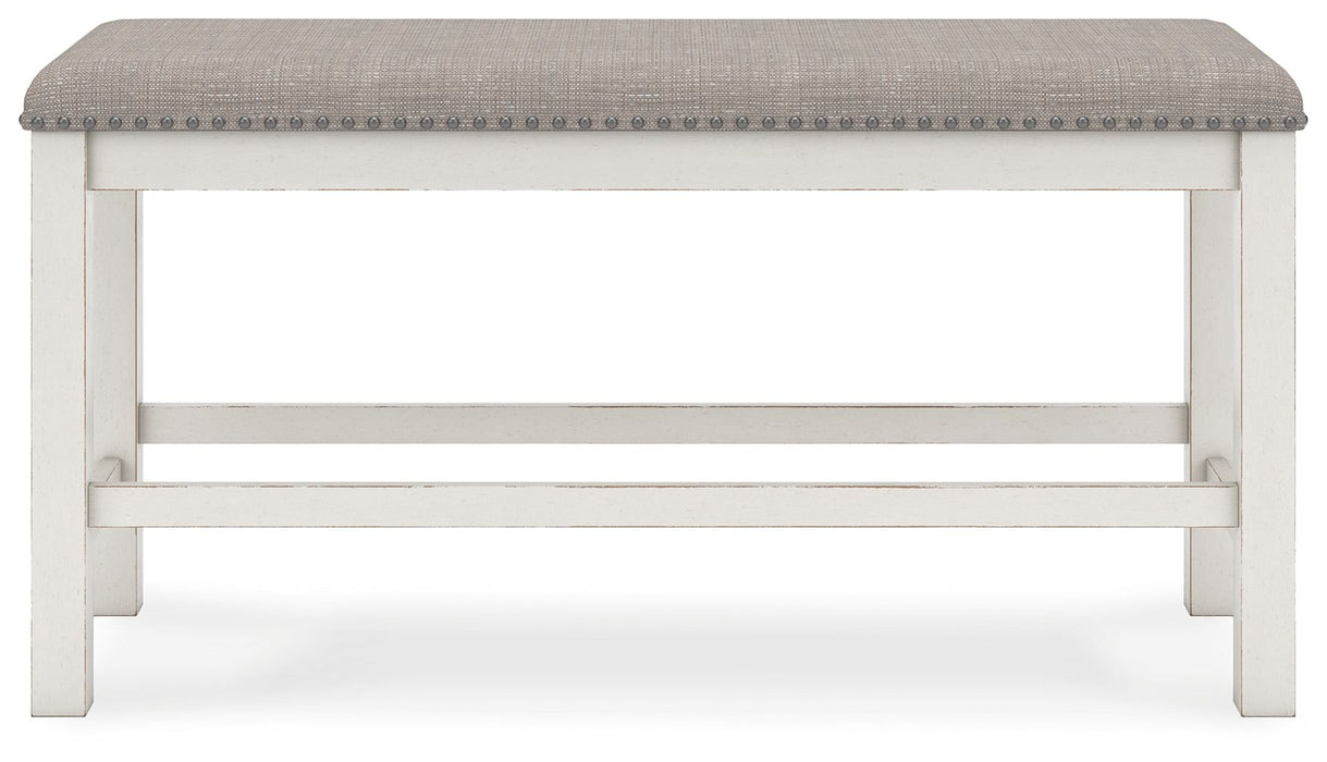 Robbinsdale - Dbl Counter Height Upholstered Dining Bench - Antique White Signature Design by Ashley®
