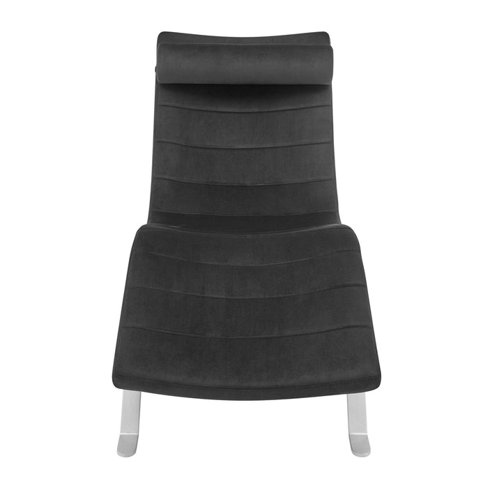Velvet Lounge Chair - Black And Silver