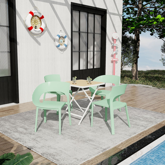 4 Piece Set Of Modern Designed Single Chairs With Folding Square Table Home Essentials