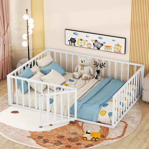 Metal Floor Bed Frame With Fence And Door Halcyon Home