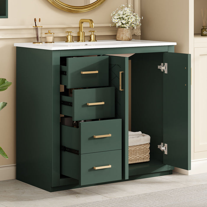 Bathroom Vanity With Sink Combo, Storage Cabinet, Freestanding Set With 3 Drawers & Soft Closing Doors