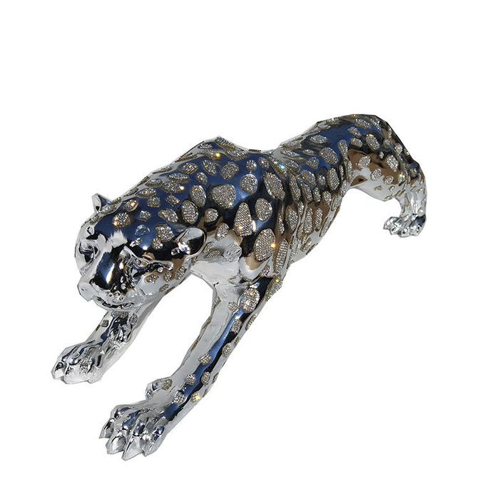 Ambrose Diamond Encrusted Chrome Plated Panther (53" X 9. 5"W X 11"H)