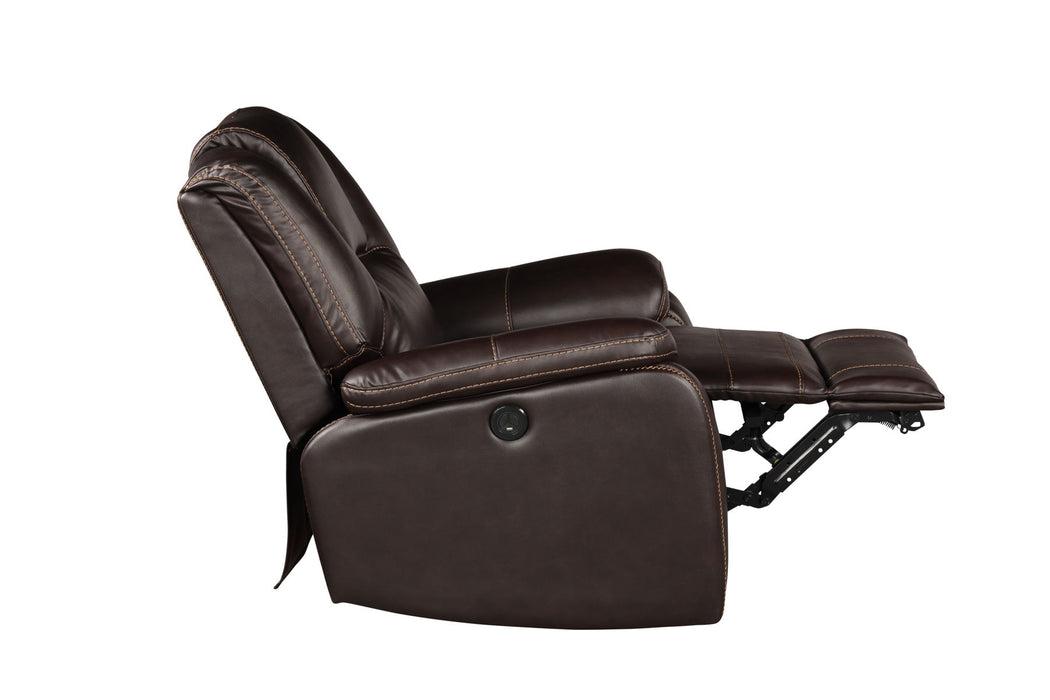 Hong Kong Power Reclining Chair Made With Faux Leather In Brown