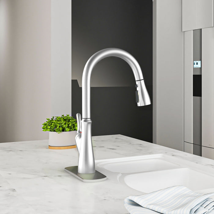 Pull Down Touchless Single Handle Faucet Kitchen - Brushed Nickel