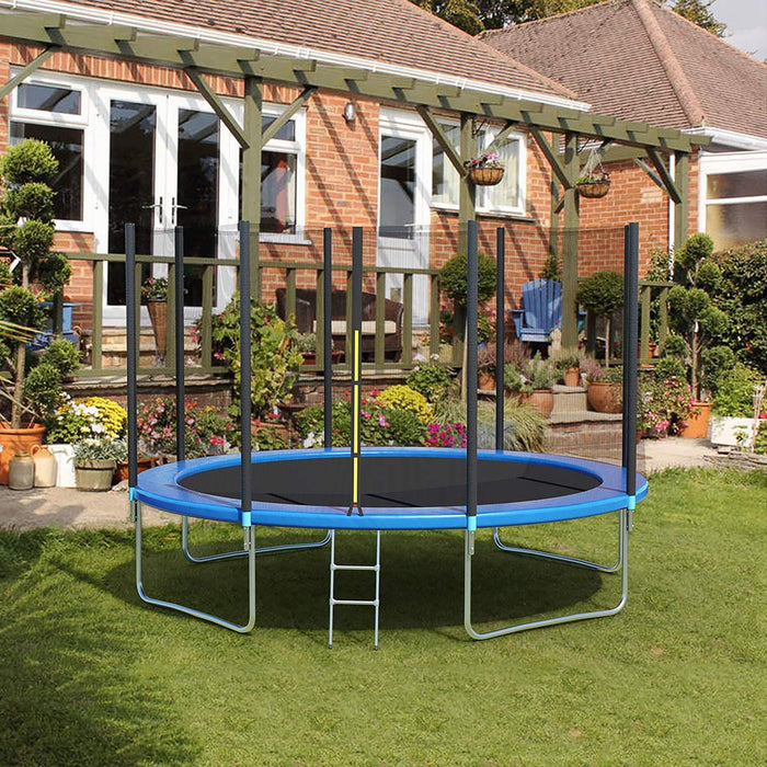 12Ft Round Trampoline With Safety Enclosure Net & €‚Ladder, Spring Cover Padding