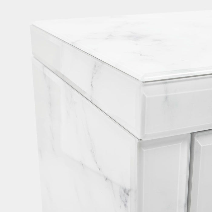 Modern Design Tempered Glass Marble Texture Vanity Table Dressing Table For Bedroom, Living Room