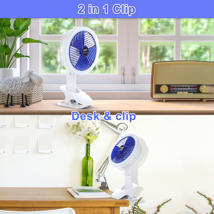 Clip On Fan With Led Lamp, Rechargeable Desk Fan, 4 Speed 360°Rotating Detachable Clamp Fan, Battery Powered Usb Camping Fan Portable For Cart Rv Car Travel Camping Tent Workout Treadmill Bed Desk