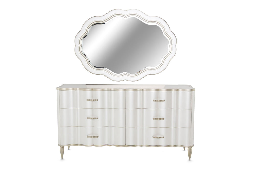 London Place - Dresser with Mirror - Creamy Pearl