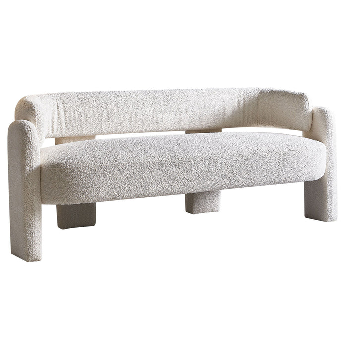 Wide Boucle Upholstery Modern Sofa For Living Room Beige