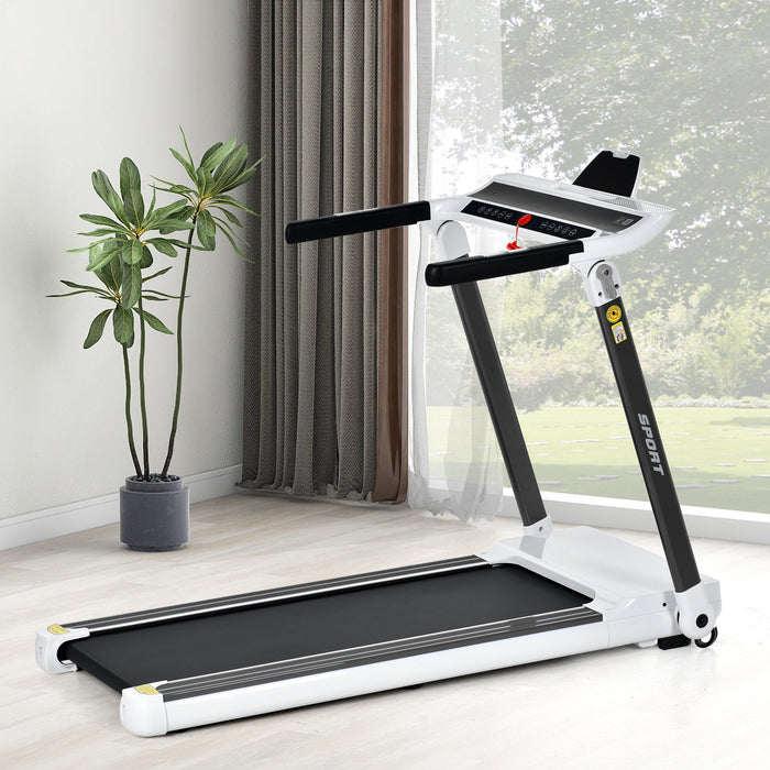 Portable Compact Treadmill Foldable With Bluetooth Speaker - White