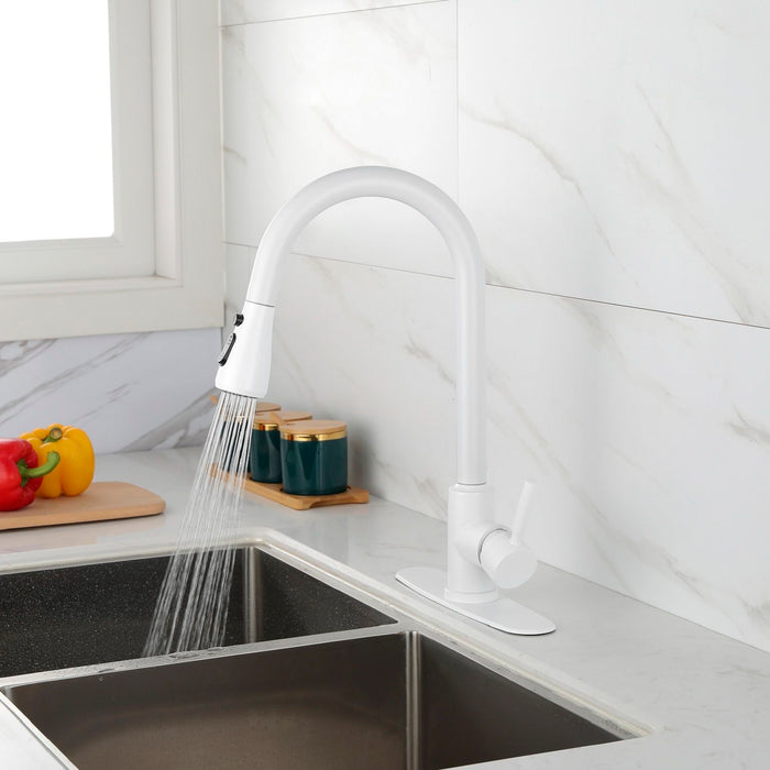 Kitchen Faucet, Pull Out Spraye - White