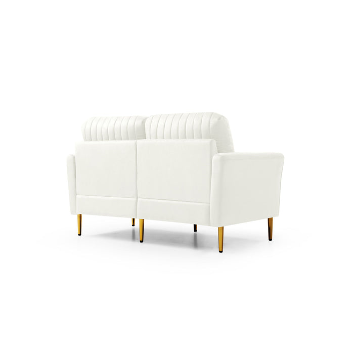 - Cream White 2 Seater Loveseat Sofa Couch With Pillows And Metal Legs, Upholstered Modern Love Seats Furniture For Bedroom, Office, Small Space, Apartment