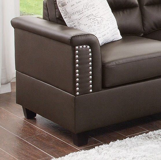 Espresso Faux Leather 2 Piece Sofa Set Sofa And Loveseat Contemporary Couch Living Room Furniture Studs Armrest With Pillows