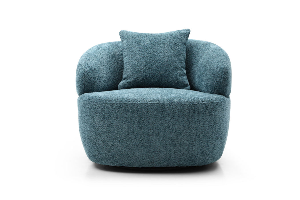 360В° Swivel Mid Century Modern Curved Sofa, 1 - Seat Cloud Couch Boucle Sofa Fabric Couch, Blue