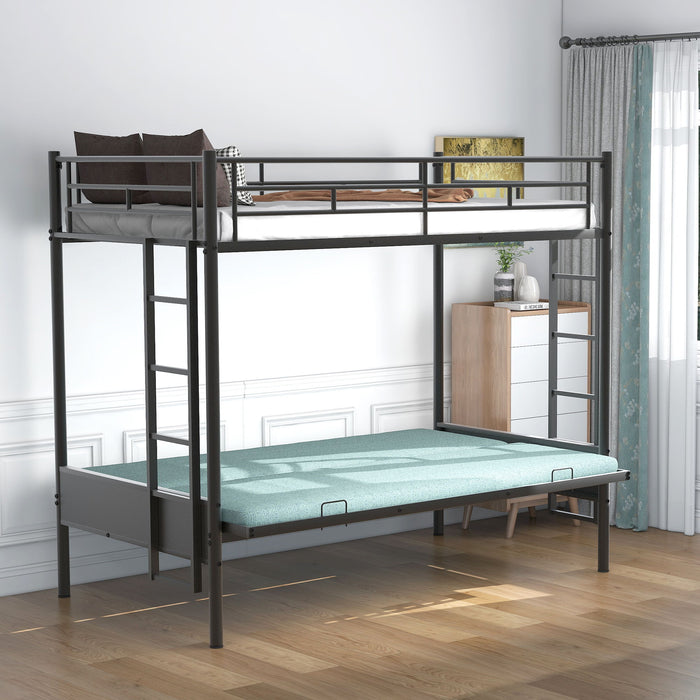 Twin Over Full Metal Bunk Bed, Multi Function, Black