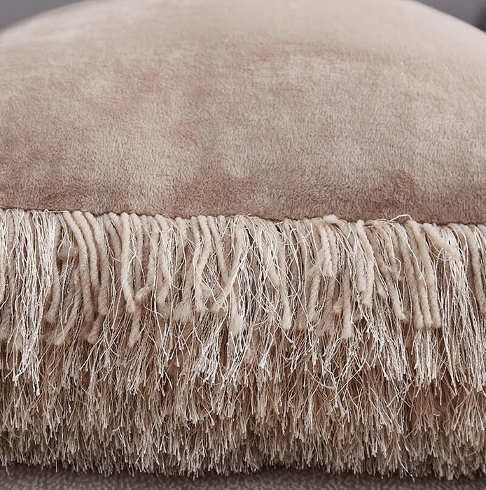 Decorative Shaggy Pillow With Lurex (18 In X 18 In) - Beige