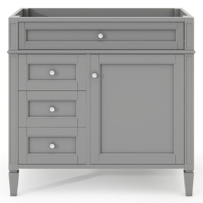 Bathroom Vanity Without Top Sink, Modern Bathroom Storage Cabinet With 2 Drawers And A Tip-Out Drawer, Solid Wood Frame (Not Include Basin Sink) - Grey