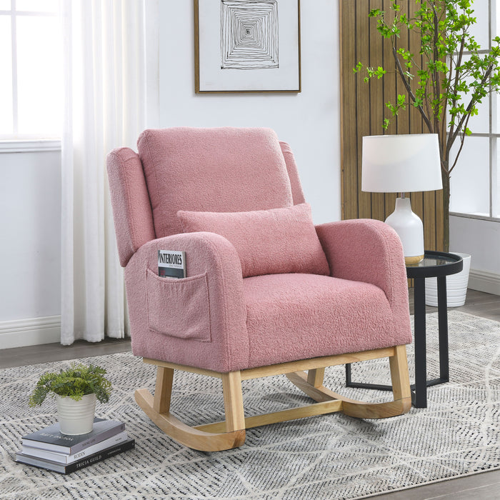 Welike 27.5 "W Modern Accent High Back Living Room Casual Armchair Rocker With One Lumbar Pillow - Pink Teddy
