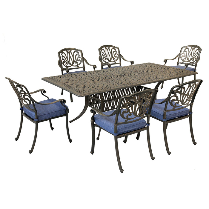 Rectangular 6 Person 84.25" Long Dining Set With Cushions