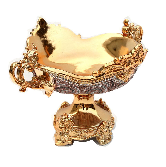 Amazing Ambrose Gold Chrome Plated Oval Crystal Embellished Ceramic Vase