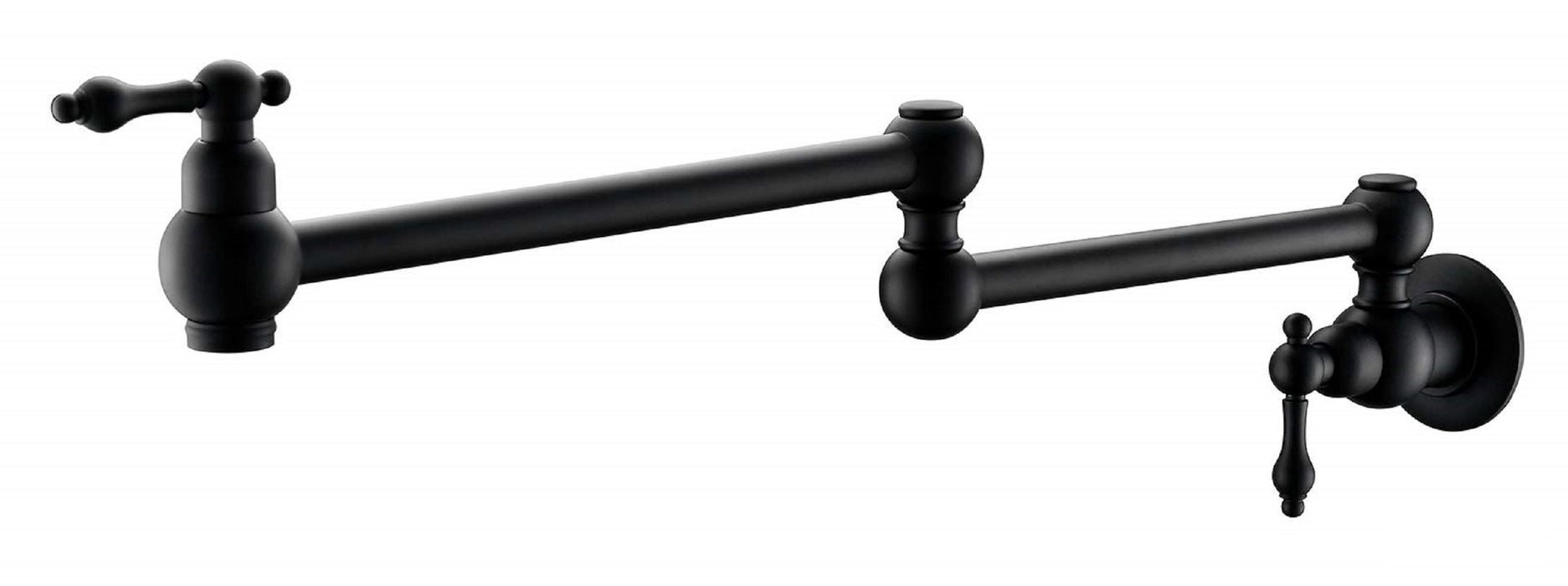 Pot Filler Faucet Wall Mount, With Double Joint Swing Arms Matte Black