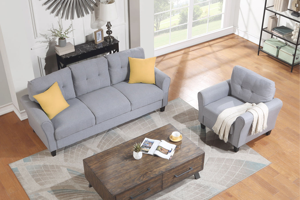 Modern Living Room Sofa Set Linen Upholstered Couch Furniture For Home Or Office, Light Gray-Blue, (1 / 3-Seat)