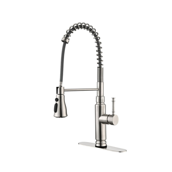 Kitchen Faucets, Commercial Single Handle Single Lever Pull Down Sprayer Spring Kitchen Sink Faucet