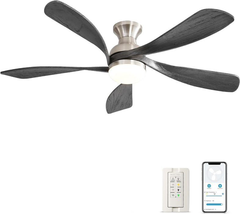 Ceiling Fan With Dimmable 3 Colors Led Light Reversible Noiseless DC Motor