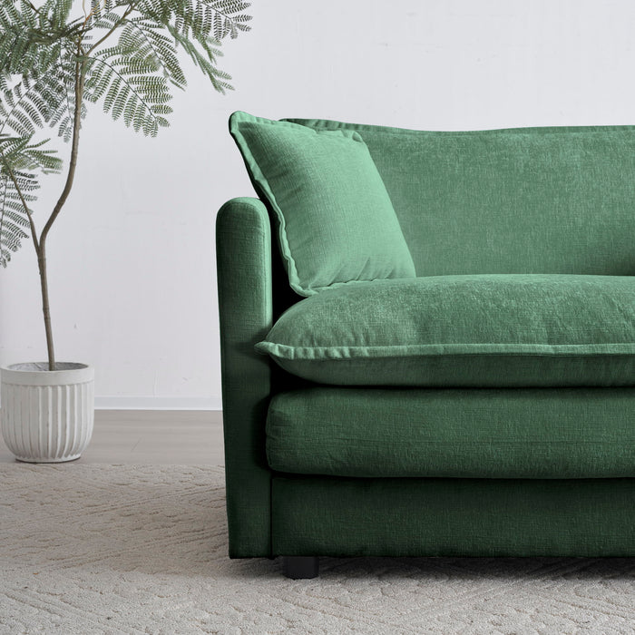 2 Seater Loveseat And Chair Set, 2 Piece Sofa & Chair Set, Loveseat And Accent Chair, 2 Piece Upholstered Chenille Sofa Living Room Couch Furniture (1+2 Seat), Green Chenille