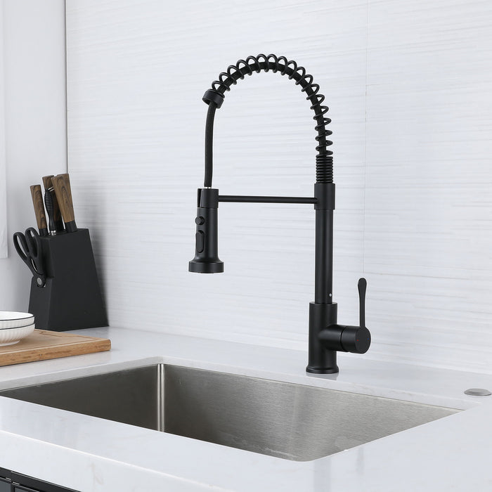 Kitchen Faucet With Pull Down Sprayer Matte Black, High Arc Single Handle Kitchen Sink Faucet, Commercial Modern Stainless Steel Kitchen Faucets