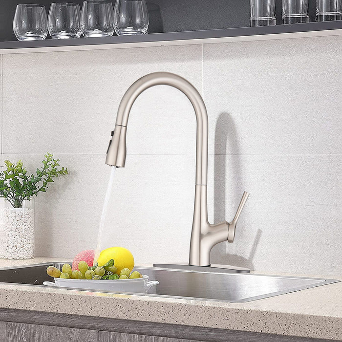 Single Handle Pull Down Kitchen Sink Faucet Brushed Nickel