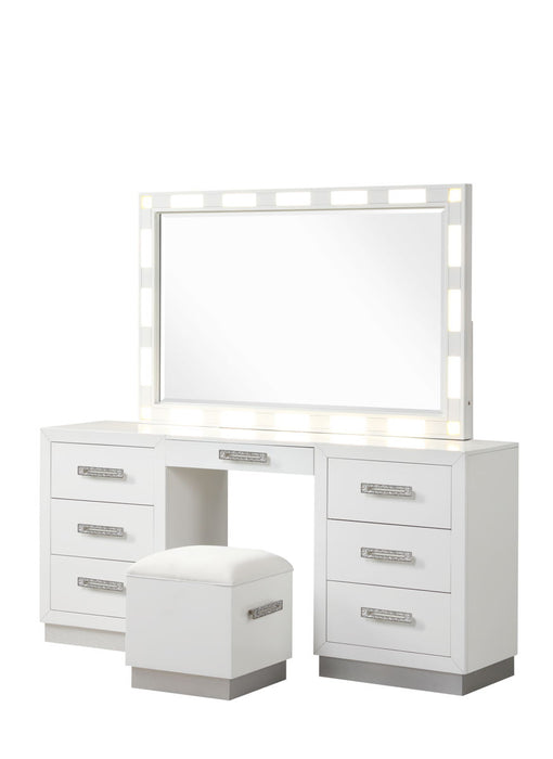 Coco Led Mirror Vanity Set Made With Wood In Milky White