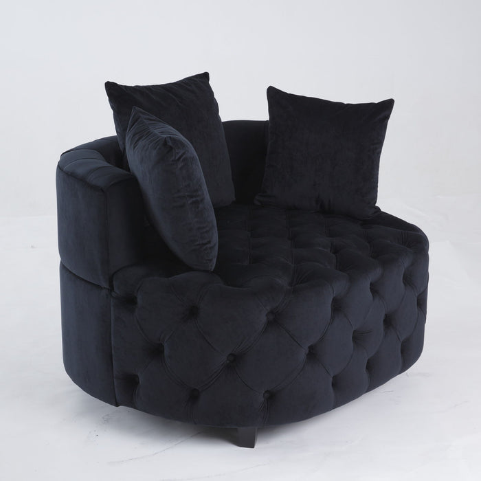 A&A Furniture, Accent Chair/Classical Barrel Chair For Living Room/Modern Leisure Sofa Chair - Black