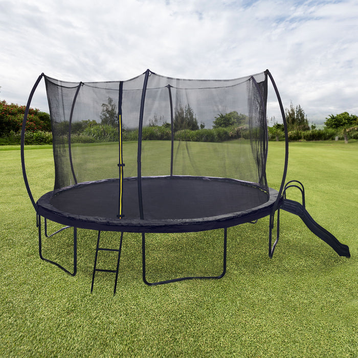 14 Ft Trampoline With Slide Arc-Shaped