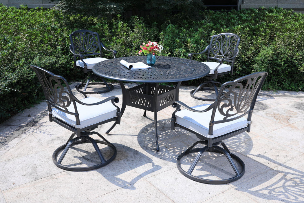 Round 4 Person Aluminum Dining Set With Cushions