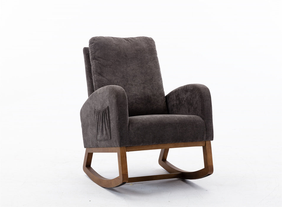 Coolmore Comfortable Rocking Chair - Dark Gray - Fabric & Wood