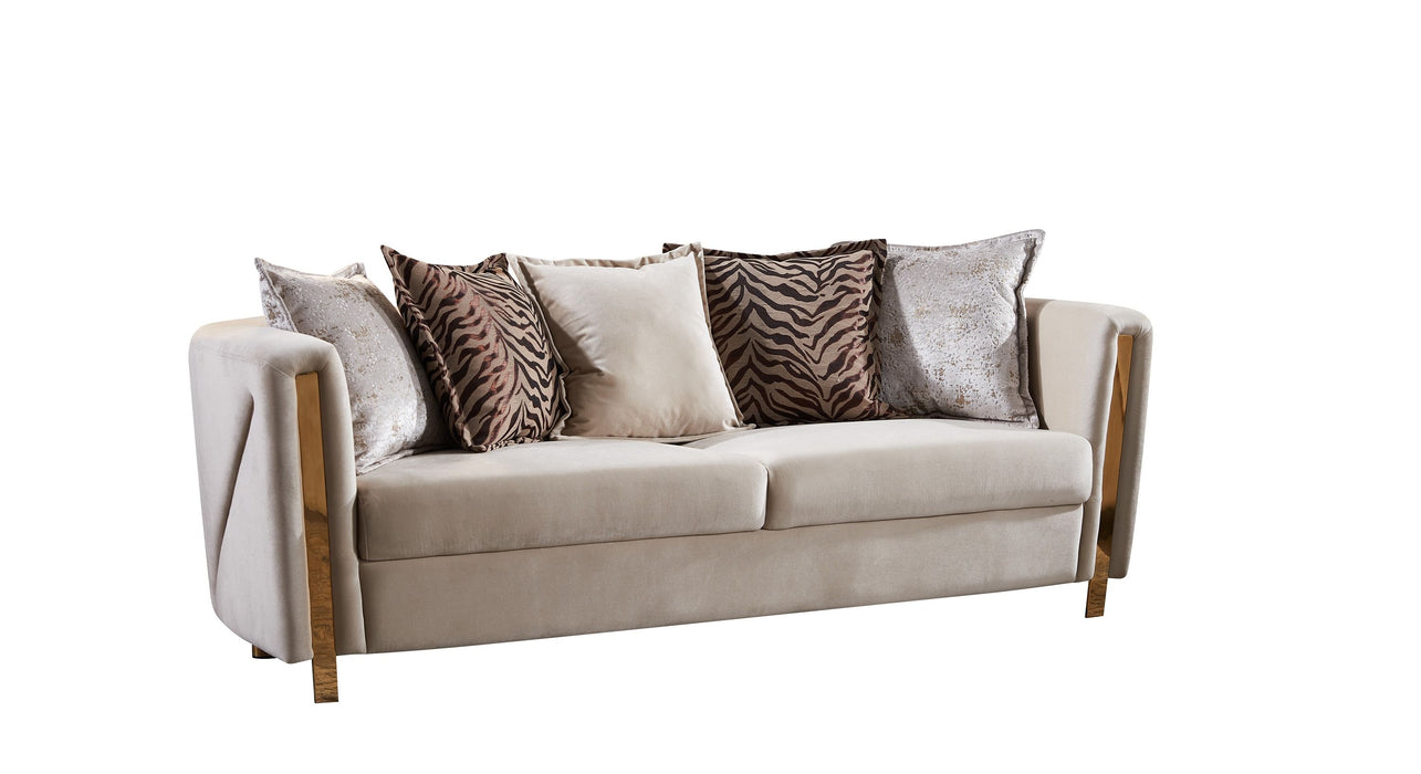 Chanelle Thick Velvet Upholstered 2 Piece Living Room Set Made With Wood In Beige