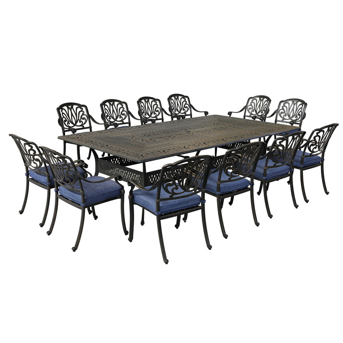 Rectangular 12 Person Dining Set With Cushions