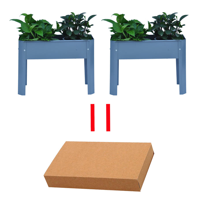 Elevated Garden Bed, Metal Elevated Outdoor Flowerpot Box, Suitable For Backyard And Terrace, Suitable For Vegetable And Flower (Set of 2) - Grey