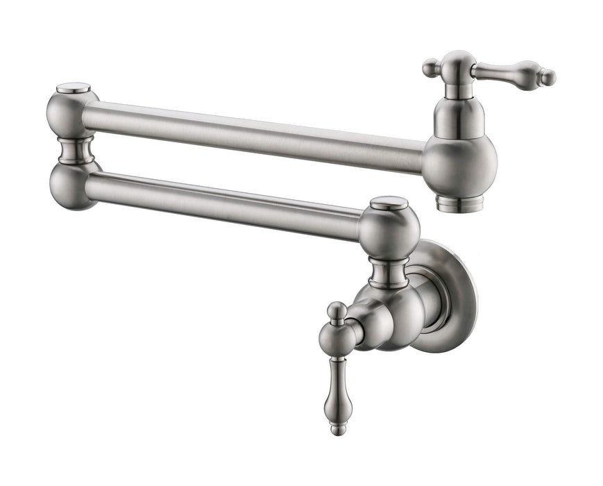 Pot Filler Faucet Wall Mount, With Double Joint Swing Arms Brushed Nickel