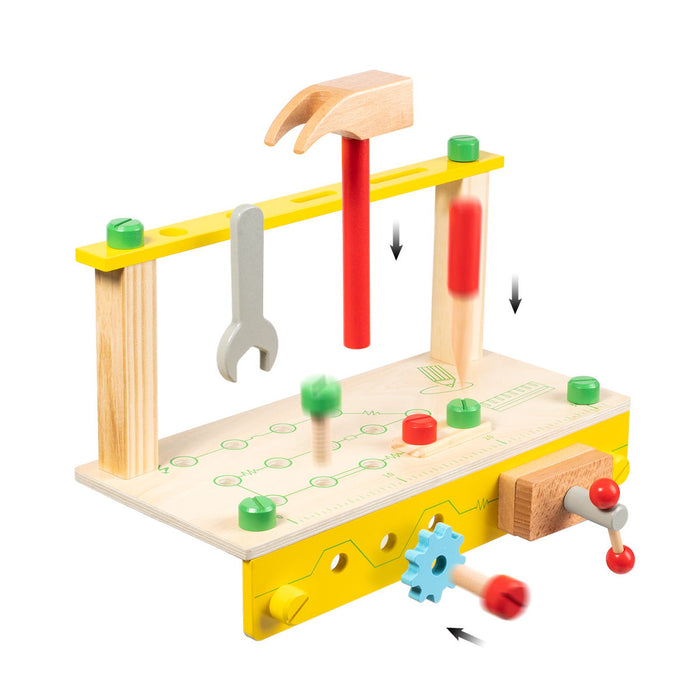 Wooden Play Tool Workbench Set For Kids Toddlers - Blue