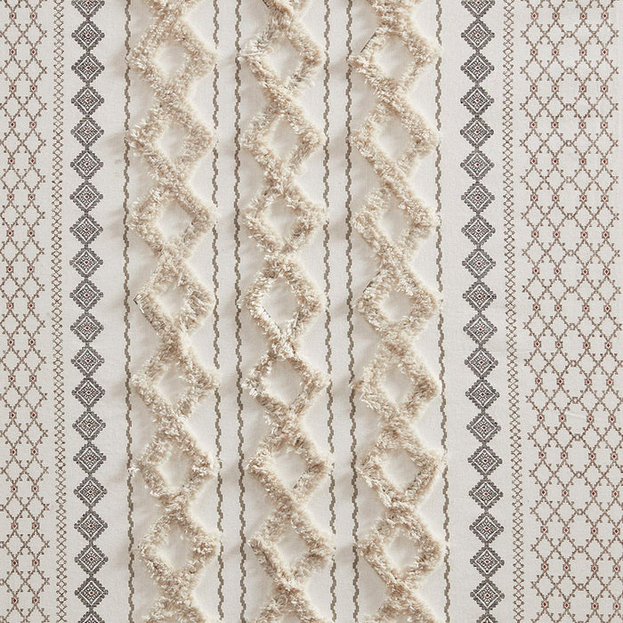 Imani Cotton Printed Curtain Panel With Chenille Stripe