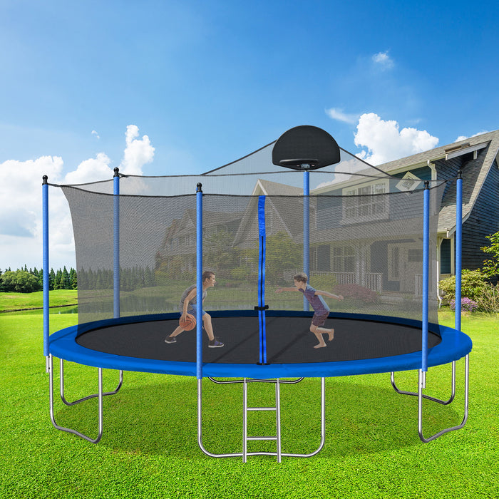 14 Foot Trampoline With Board - Blue