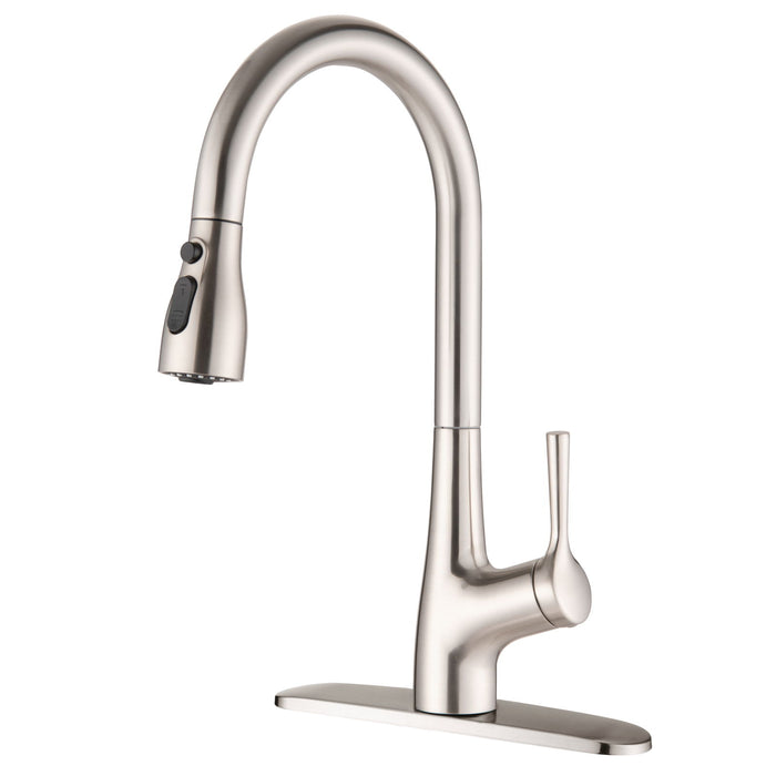 Single Handle Pull Down Kitchen Sink Faucet Brushed Nickel