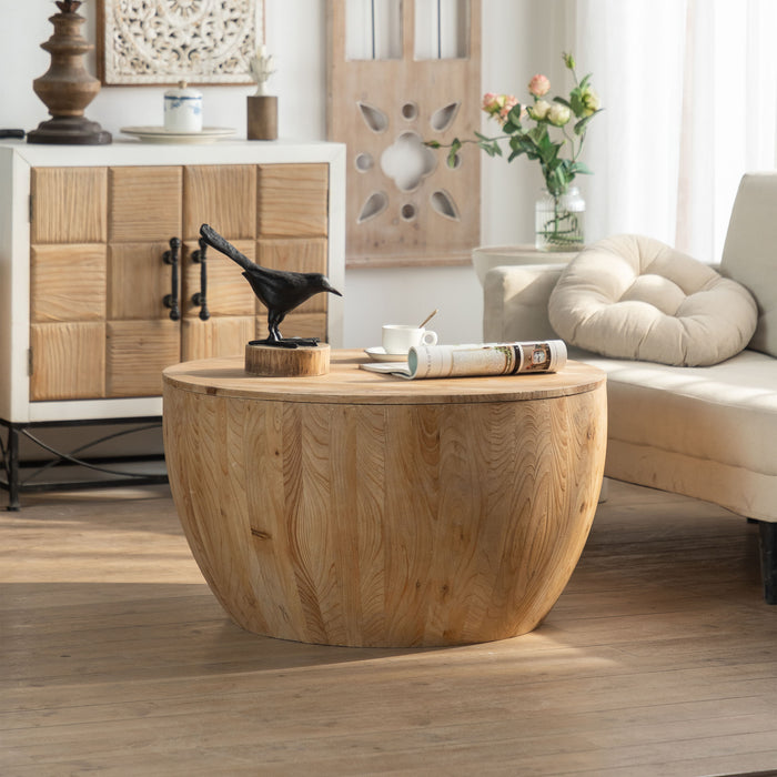 31.50" Vintage Style Bucket Shaped Coffee Table For Office, Dining Room And Living Room