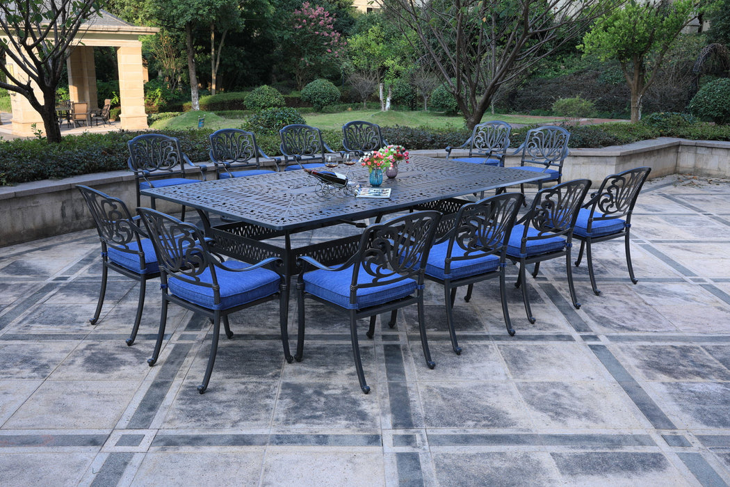 Rectangular 12 Person Dining Set With Cushions
