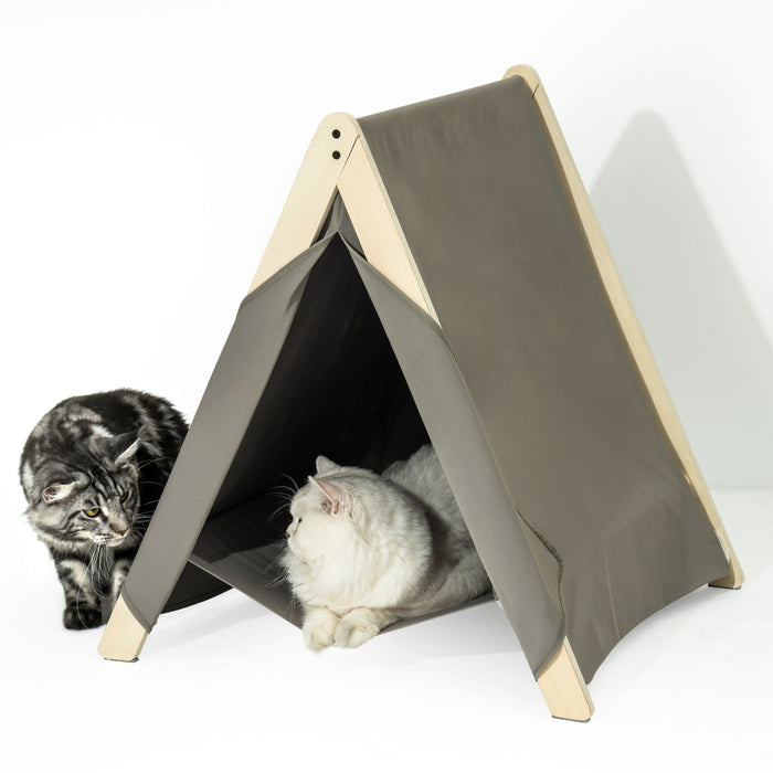 Pet Tent, Cat Tent For Indoor Cats, Wooden Cat House For Small Pets, Gray Green