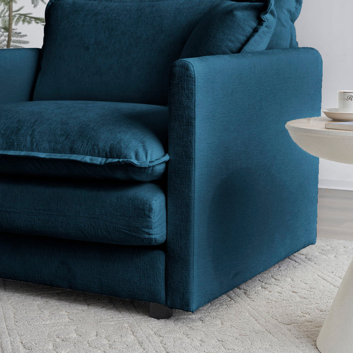 3 Piece Sofa Set Oversized Sofa Comfy Sofa Couch, 2 Pieces Of 2 Seater And 1 Piece Of 3 Seater Sofa For Living Room, Deep Seat Sofa Blue Chenille